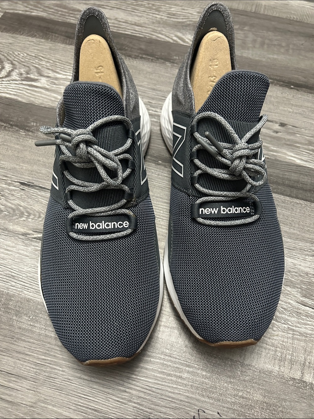 New Balance Men's Dark Gray Mesh Athletic Sneakers with White Soles
